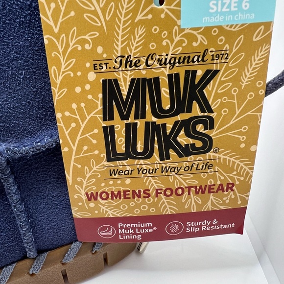 New MUK LUKS Water Repellent Suede Boots Twilight Blue Women's Size 6 NWT - Picture 2 of 8